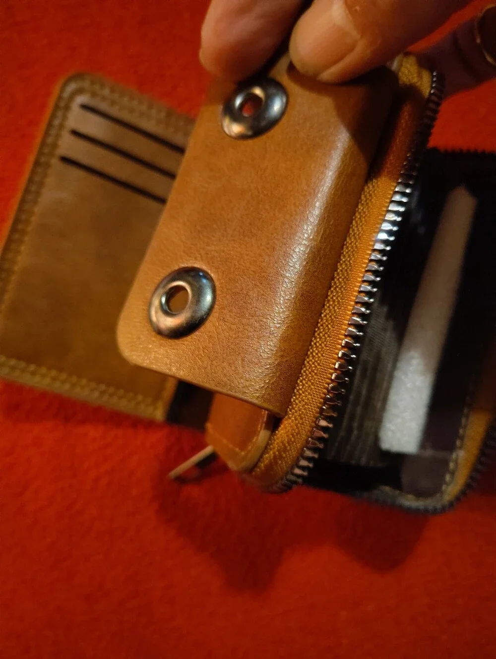 Men's Brown Leather Wallet with Snap Closure